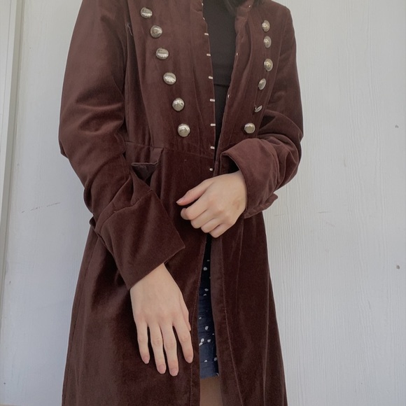 Beautiful vintage velvet brown trench coat - Picture 4 of 5